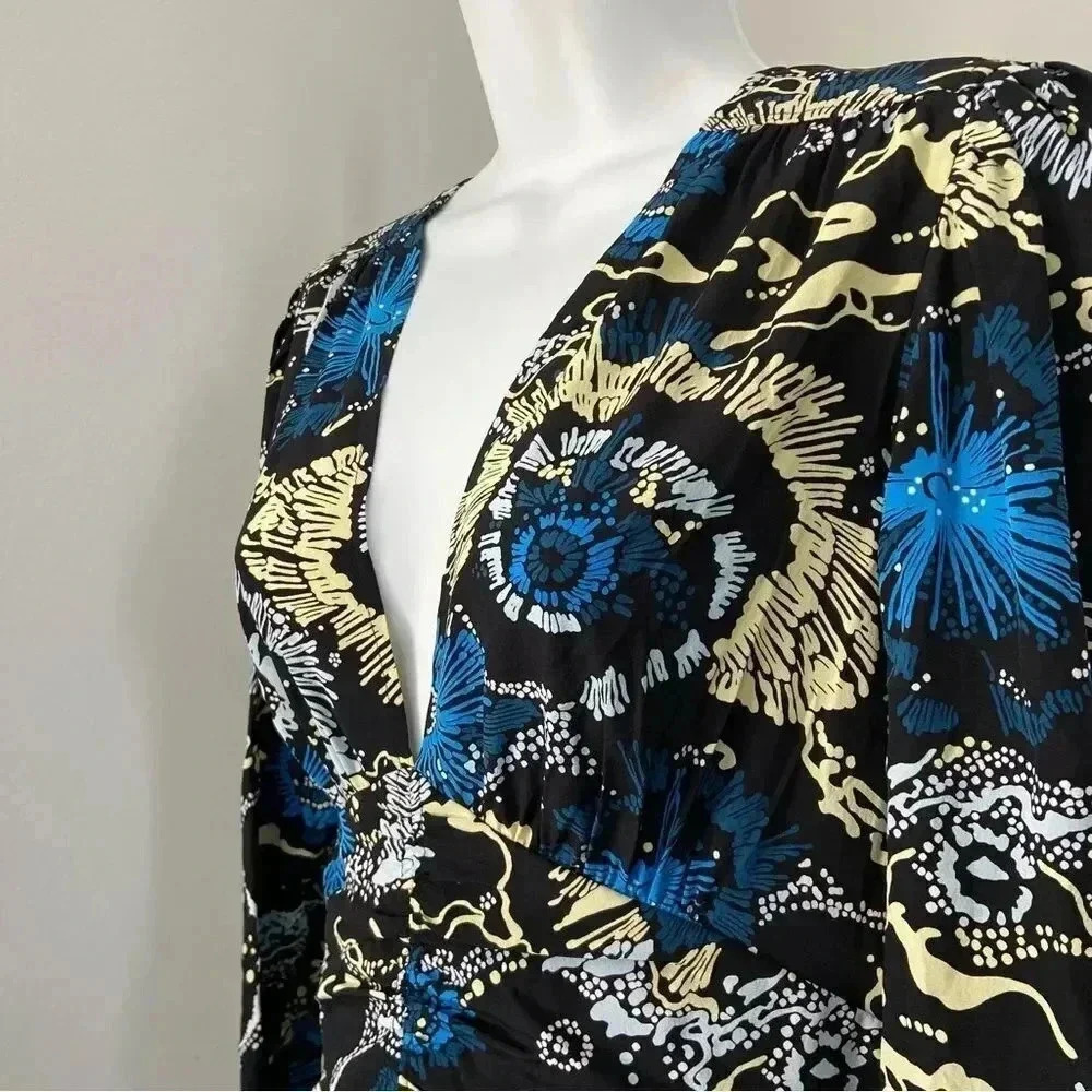 NWT A.L.C. Roxy Silk Plunge V-Neck Mini Dress Celestial Print size 4 - Picture 9 of 11